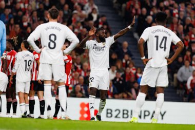 Antonio Rudiger, Estadio de San Mames 'deki Athletic Club ve Real Madrid FC takımları arasında oynanan LaLiga EA Spor Maçı sırasında görüldü (Maciej Rogowski)