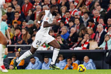 Antonio Rudiger, Estadio de San Mames 'deki Athletic Club ve Real Madrid FC takımları arasında oynanan LaLiga EA Spor Maçı sırasında görüldü (Maciej Rogowski)