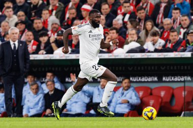 Antonio Rudiger, Estadio de San Mames 'deki Athletic Club ve Real Madrid FC takımları arasında oynanan LaLiga EA Spor Maçı sırasında görüldü (Maciej Rogowski)