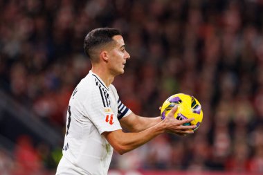 Lucas Vazquez, Estadio de San Mames 'deki Athletic Club ve Real Madrid FC takımları arasında oynanan LaLiga EA SPORTS maçı sırasında görüldü (Maciej Rogowski)