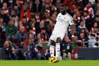 Antonio Rudiger, Estadio de San Mames 'deki Athletic Club ve Real Madrid FC takımları arasında oynanan LaLiga EA Spor Maçı sırasında görüldü (Maciej Rogowski)