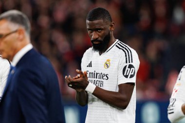Antonio Rudiger, Estadio de San Mames 'deki Athletic Club ve Real Madrid FC takımları arasında oynanan LaLiga EA Spor Maçı sırasında görüldü (Maciej Rogowski)