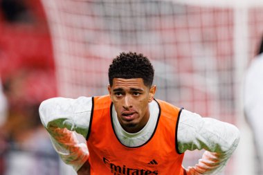 Jude Bellingham, Estadio de San Mames 'te Atletizm Kulübü ve Real Madrid FC takımları arasında oynanan LaLiga EA Spor Maçı sırasında görüldü (Maciej Rogowski)