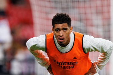 Jude Bellingham, Estadio de San Mames 'te Atletizm Kulübü ve Real Madrid FC takımları arasında oynanan LaLiga EA Spor Maçı sırasında görüldü (Maciej Rogowski)