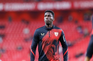 LaLiga EA SPORTS maçı sırasında Estadio de San Mames 'deki Real Madrid FC ve Athletic Club takımları arasında Adama Boiro görüldü (Maciej Rogowski)