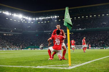 Estadio Jose Alvalade 'deki (Maciej Rogowski) Sporting CP ve CD Santa Clara takımları arasında oynanan Liga Portekiz maçında gol attıktan sonra Vinicius Lopes kutlama yapıyor.)