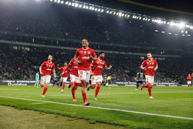 Estadio Jose Alvalade 'deki (Maciej Rogowski) Sporting CP ve CD Santa Clara takımları arasında oynanan Liga Portekiz maçında gol attıktan sonra Vinicius Lopes kutlama yapıyor.)