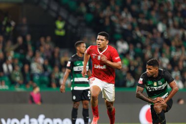 Estadio Jose Alvalade 'deki (Maciej Rogowski) Sporting CP ve CD Santa Clara takımları arasında oynanan Liga Portekiz maçında gol attıktan sonra Vinicius Lopes kutlama yapıyor.)