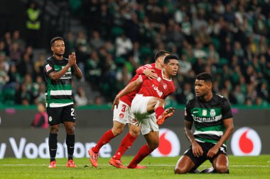 Estadio Jose Alvalade 'deki (Maciej Rogowski) Sporting CP ve CD Santa Clara takımları arasında oynanan Liga Portekiz maçında gol attıktan sonra Vinicius Lopes kutlama yapıyor.)