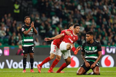 Estadio Jose Alvalade 'deki (Maciej Rogowski) Sporting CP ve CD Santa Clara takımları arasında oynanan Liga Portekiz maçında gol attıktan sonra Vinicius Lopes kutlama yapıyor.)