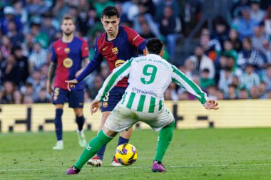 LaLiga EASPORTS maçı sırasında Estadio Benito Villamarin 'de Real Betis Balompie ve FC Barcelona takımları arasında görüldü (Maciej Rogowski)