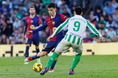 LaLiga EASPORTS maçı sırasında Estadio Benito Villamarin 'de Real Betis Balompie ve FC Barcelona takımları arasında görüldü (Maciej Rogowski)