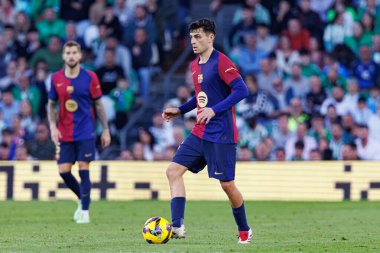 LaLiga EASPORTS maçı sırasında Estadio Benito Villamarin 'de Real Betis Balompie ve FC Barcelona takımları arasında görüldü (Maciej Rogowski)