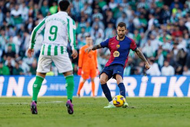 Inigo Martinez, Real Betis Balompie ve FC Barcelona takımları arasında LaLiga EASPORTS maçında Estadio Benito Villamarin (Maciej Rogowski)
