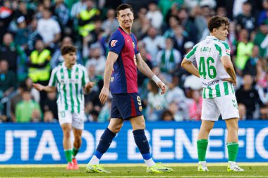 Robert Lewandowski, LaLiga EASPORTS maçı sırasında Estadio Benito Villamarin 'de Real Betis Balompie ve FC Barcelona takımları arasında görüldü (Maciej Rogowski)