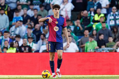 Pau Cubarsi, Real Betis Balompie ve FC Barcelona takımları arasında LaLiga EASPORTS maçında Estadio Benito Villamarin (Maciej Rogowski)