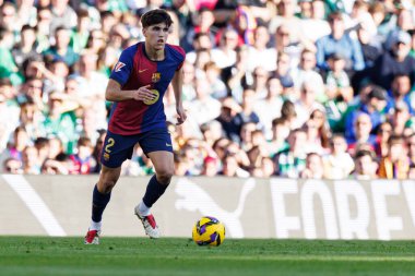 Pau Cubarsi, Real Betis Balompie ve FC Barcelona takımları arasında LaLiga EASPORTS maçında Estadio Benito Villamarin (Maciej Rogowski)