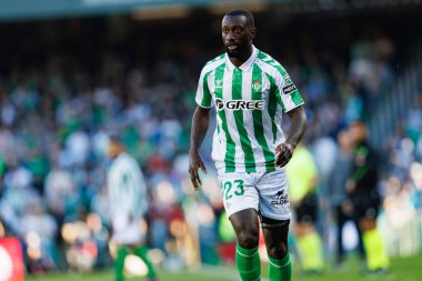 Youssouf Sabaly, LaLiga EASPORTS maçı sırasında Estadio Benito Villamarin 'de Real Betis Balompie ve FC Barcelona takımları arasında görüldü (Maciej Rogowski)