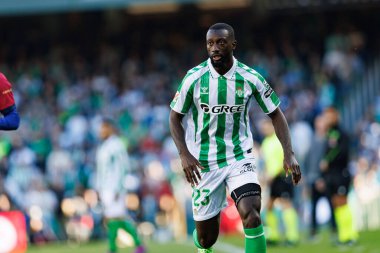 Youssouf Sabaly, LaLiga EASPORTS maçı sırasında Estadio Benito Villamarin 'de Real Betis Balompie ve FC Barcelona takımları arasında görüldü (Maciej Rogowski)