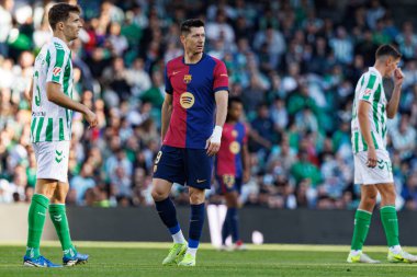 Robert Lewandowski, LaLiga EASPORTS maçı sırasında Estadio Benito Villamarin 'de Real Betis Balompie ve FC Barcelona takımları arasında görüldü (Maciej Rogowski)