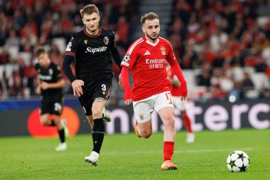 Stefan Posch, Kerem Akturkoglu UEFA Şampiyonlar Ligi maçında SL Benfica ve Bologna FC 1909 takımları arasında görüldü (Maciej Rogowski)