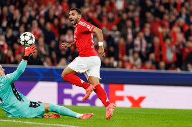 Lukasz Skorupski, Vangelis Pavlidis UEFA Şampiyonlar Ligi maçında SL Benfica ve Bologna FC 1909 takımları arasında görüldü (Maciej Rogowski)