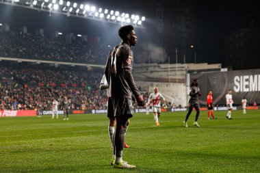 Aurelien Tchouameni, LaLiga EA SPORTS maçı sırasında Estadio de Vallecas 'ta Rayo Vallecano ve Real Madrid FC takımları arasında görüldü (Maciej Rogowski)