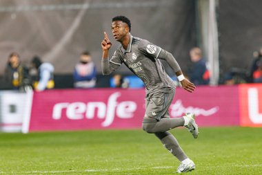 Küçük Vinicius, Estadio de Vallecas 'ta Rayo Vallecano ve Real Madrid FC takımları arasında oynanan LaLiga EA SPORTS maçı sırasında görüldü (Maciej Rogowski)