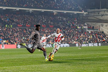 Aurelien Tchouameni, Isi Palazon, Estadio de Vallecas 'ta Rayo Vallecano ve Real Madrid FC takımları arasında oynanan LaLiga EA SPORTS maçı sırasında görüldü (Maciej Rogowski)