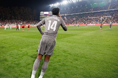 Aurelien Tchouameni, LaLiga EA SPORTS maçı sırasında Estadio de Vallecas 'ta Rayo Vallecano ve Real Madrid FC takımları arasında görüldü (Maciej Rogowski)