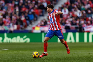 Julian Alvarez LaLiga EA SPORTS maçı sırasında Estadio Civitas Metropolitano 'da Atletico de Madrid ve Getafe CF takımları arasında görüldü (Maciej Rogowski)