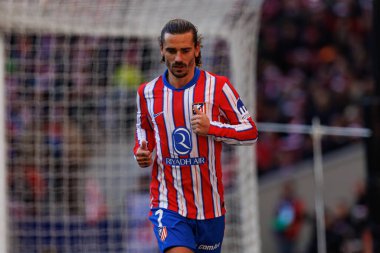 Antoine Griezmann LaLiga EA SPORTS maçı sırasında Estadio Civitas Metropolitano 'da Atletico de Madrid ve Getafe CF takımları arasında görüldü (Maciej Rogowski)