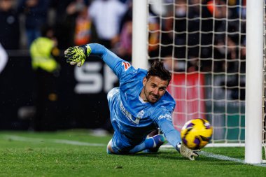 Mestalla Stadyumu 'ndaki Valencia CF ve Real Madrid FC takımları arasında oynanan LaLiga EA SPORTS maçı sırasında Dimitrievski' yi çaldı (Maciej Rogowski)