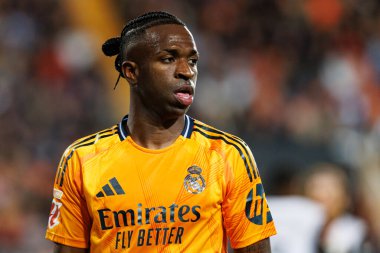 Mestalla Stadyumu 'ndaki Valencia CF ve Real Madrid FC takımları arasında oynanan LaLiga EA SPORTS maçı sırasında Vinicius Junior (Maciej Rogowski)