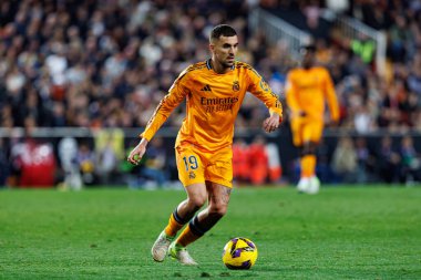 Mestalla Stadyumu 'ndaki Valencia CF ve Real Madrid FC takımları arasında oynanan LaLiga EA SPORTS maçı sırasında Dani Ceballos (Maciej Rogowski)