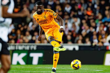 Antonio Rudiger LaLiga EA SPORTS maçı sırasında Valencia CF ve Real Madrid FC takımları arasında Mestalla Stadyumu 'nda (Maciej Rogowski)