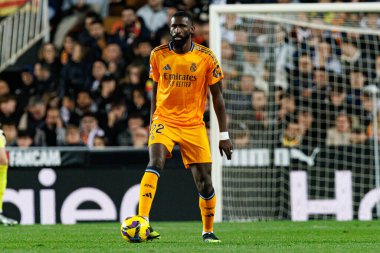 Antonio Rudiger LaLiga EA SPORTS maçı sırasında Valencia CF ve Real Madrid FC takımları arasında Mestalla Stadyumu 'nda (Maciej Rogowski)