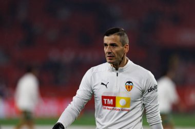 LaLiga EA SPORTS maçı sırasında Estadio Ramon Sanchez Pizjuan 'da Sevilla FC ve Valencia CF takımları arasında Jaume Domenech görüldü (Maciej Rogowski)