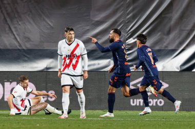 Borja Iglesias, Estadio de Vallecas 'ta Rayo Vallecano ve RC Celta de Vigo takımları arasında oynanan LaLiga EA SPORTS maçında gol attıktan sonra kutlama yaparken görüldü (Maciej Rogowski)