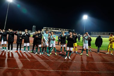 Rio Bulvarı oyuncuları Taca De Portugal maçında Estadio Municipal Rio Maior 'daki Casa Pia AC ve Rio Ave FC takımları arasında görüldü (Maciej Rogowski)