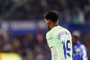 Lamine Yamal, LaLiga EA SPORTS maçı sırasında Estadio Kolezyumu 'nda Getafe CF ve FC Barcelona takımları arasında görüldü (Maciej Rogowski)