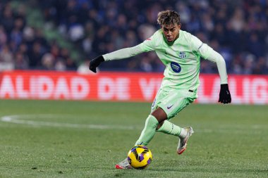 Lamine Yamal, LaLiga EA SPORTS maçı sırasında Estadio Kolezyumu 'nda Getafe CF ve FC Barcelona takımları arasında görüldü (Maciej Rogowski)