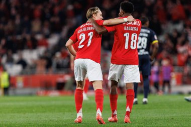 Andreas Schjelderup ve Leandro Barreiro, Liga Portekiz maçında SL Benfica ve FC Famalicao (Maciej Rogowski)