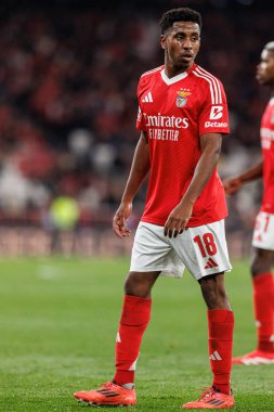 Leandro Barreiro, Liga Portekiz maçı sırasında SL Benfica ve FC Famalicao (Maciej Rogowski) takımları arasında görüldü.)