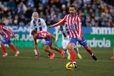 Antoine Griezmann, Estadio Municipal de Butarque 'da CD Leganes ve Atletico de Madrid takımları arasında LaLiga EA SPORTS maçı sırasında görüldü (Maciej Rogowski)