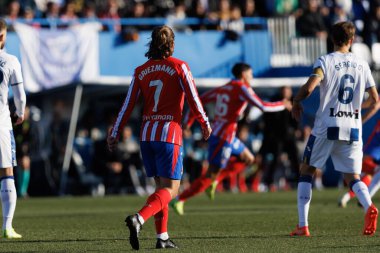 Antoine Griezmann, Estadio Municipal de Butarque 'da CD Leganes ve Atletico de Madrid takımları arasında LaLiga EA SPORTS maçı sırasında görüldü (Maciej Rogowski)