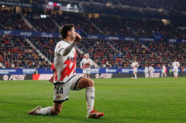 Sergio Camello, LaLiga EA SPORTS maçında gol attıktan sonra El Sadar 'daki Osasuna ve Rayo Vallecano takımları arasında kutlama yaparken görüldü (Maciej Rogowski)