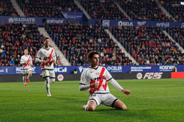 Sergio Camello, LaLiga EA SPORTS maçında gol attıktan sonra El Sadar 'daki Osasuna ve Rayo Vallecano takımları arasında kutlama yaparken görüldü (Maciej Rogowski)