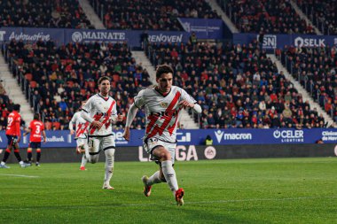 Sergio Camello, LaLiga EA SPORTS maçında gol attıktan sonra El Sadar 'daki Osasuna ve Rayo Vallecano takımları arasında kutlama yaparken görüldü (Maciej Rogowski)