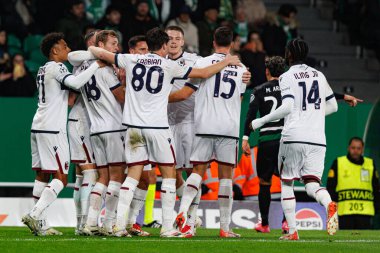 Bologna oyuncuları UEFA Şampiyonlar Ligi maçında Sporting CP ve Bologna FC (Maciej Rogowski)